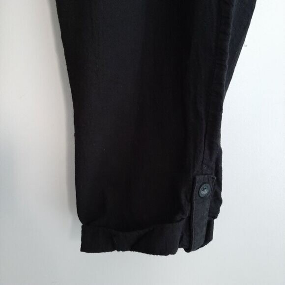 JOE FRESH | Linen Cotton Blend High Elastic Waist Pull-on Crop Pants Black Sz XL - Picture 5 of 11